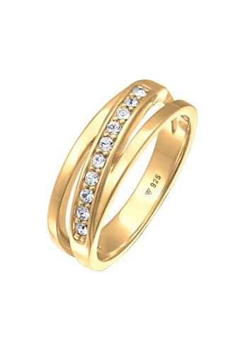 Bague argent sterling 925 Elli anneau moderne femme bijoux cristaux élégants