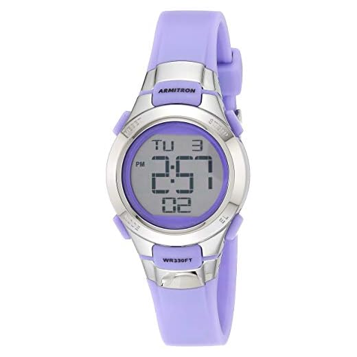 Armitron Sport Women's 45/7012PRSV Purple and Silver-Tone Digital Watch