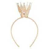 YARIEW Princess Crown Headbands for Women Gold Headband for Women Girls, Glitter Peach Crown Birthday Party Hair Band Prom Halloween