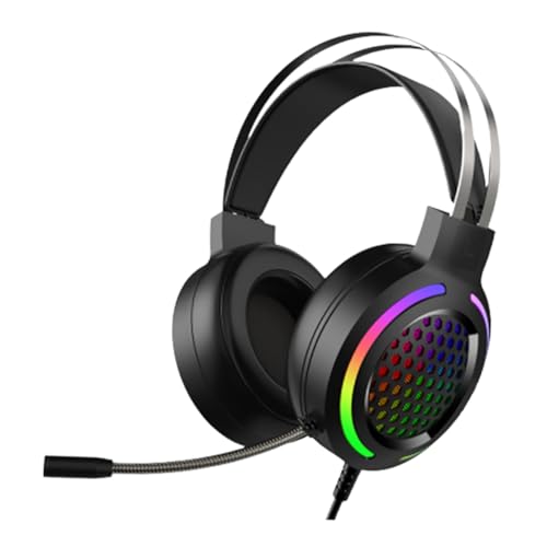 Casque de jeu confortable Veemoon noir avec finitions soignées et RVB