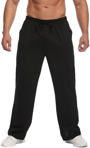 Deyeek Men's Lightweight Sweatpants Open Bottom Sweat Pants for Men Straight Leg Gym Sweatpants Lounge Pants with Pockets