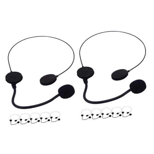 VALICLUD 2 Set Microfono Giocattolo Microfono Finto Strumenti Musicali Gonfiabili Giocattolo Per Feste Supporto Per Cuffia Giocattolo Musicale Cuffia Usb Stereo Black Plastica 6 Pezzi * 2