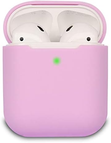 Airpods Case Cover Compatible with AirPods 2, KOKOKA Silicone Shockproof Airpods Case Cover Front LED Visible Support Wireless Charging, Bean Pink