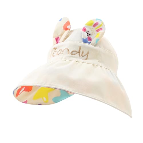 Kids Cute Rabbit Ear Wide Brim Sun Hat Empty Top Double-Sides Pattern Bucket Hat Summer Beach Travel Hat for Boys Girls4