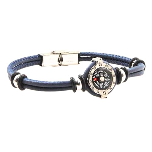 amorili - Bracciale in Corda con Bussola - Braccialetti Mare con Bussola - Bracciale Uomo Corda - Colore Blu