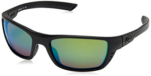 Costa Del Mar Men's Whitetip Polarized Rectangular Sunglasses, Blackout/Green Mirrored Polarized-580P, 58 mm