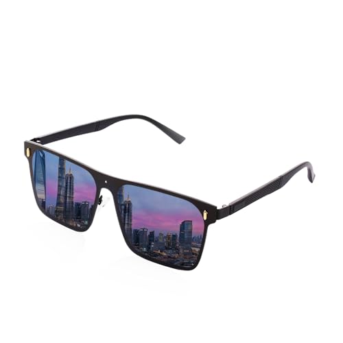Men's Sunglasses ultra-Light titanium Frame UV400 Protection Polarised Rimless Square Sunglasses