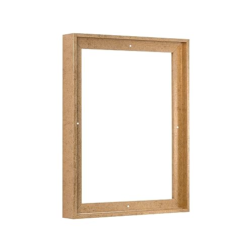 Pixy Canvas Floater Frame 30x40 for 1.5 inch Deep Canvas Paintings/Canvas Prints/Wood Canvas Panels/Wall Art/Wall Decor/Home Decor/Artwork (Scratched Gold & Cream, 30 x 40 inch, Portrait)