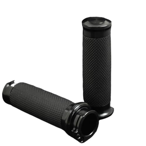 Poignées de guidon de moto noires de 2,5 cm en aluminium CNC style épuré custom