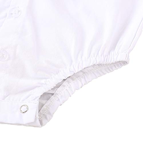 Sobowo Infant Baby Boys Formal Dress Shirt Bodysuit Long Short Sleeve Button Up One-Piece Romper Jumpsuit Wedding Party 0-24M(12-18 Months, White L) #TOP4