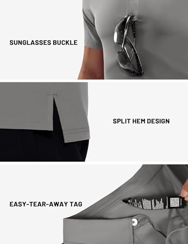 Image of MIER Polo Shirts for Men Short Sleeve Dry Fit Performance Golf Tennis Active Collared Shirts, UPF 50+ Sun Protection