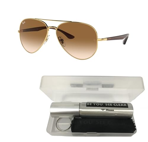 Ray-Ban RB3675 Sunglasses Bundle: RB 3675 001/51 Arista Clear Gradient Brown and Eyewear Cleaning Kit2