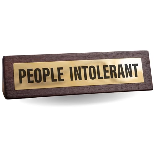Boxer Gifts Schreibtischschild mit Aufschrift "People Intolerant", lustiges Bürogeschenk für Arbeitskollegen, Wichteln, lustiges Schreibtischzubehör