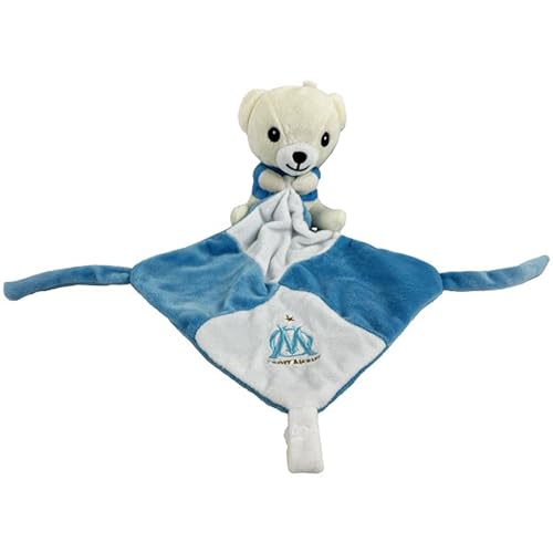 OLYMPIQUE DE MARSEILLE Doudou Bleu Enfant avec Attache tétine Om - Collection Officielle