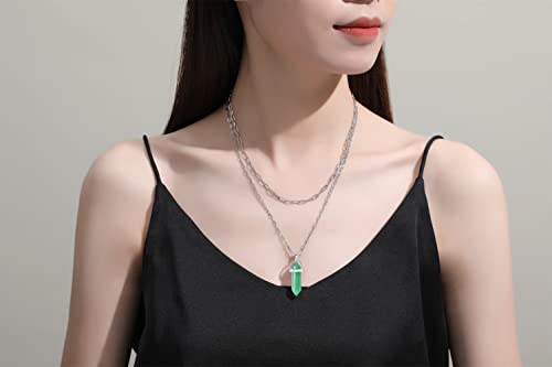 Xiannvxi Green Aventurine Healing Crystal Stone Point Necklace Natural Reiki Quartz Gemstone Pendant Necklaces Layered Choker Witch Jewelry For Women #TOP3