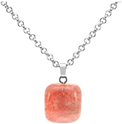 JSDDE 20pcs Healing Crystal Necklaces Irregular Tumble Stone Pendant Gemstone Crystal Charm for Necklace Jewelry Making