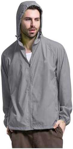 WWricotta Mens Four Seasons Solid Color Packable Rain Jacket Lightweight Windproof Raincoat with Hood Outdoor Rain Gear Travel Hiking Cycling Mens Winter Long Trench Coat