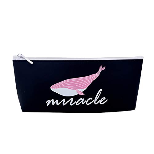 Preisvergleich Produktbild Meigold Trapez-Federmäppchen Wal Federmäppchen Aufbewahrungstasche Kosmetiktasche Münzbörse Multifunktions-Federtasche size 20 * 8cm (Schwarz)