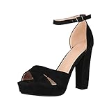 Plateau Elara Damen Pumps High Heels Chunkyrayan B-87 Black-39