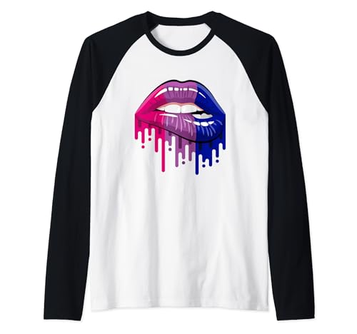 Lip Bite Retro Drip Art LGBT Flag Colors Pride Bisexual Raglan Baseball Tee