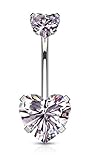 Forbidden Body Jewelry Surgical Steel Belly Button Ring with Heart CZ & Internally Threaded Matching...