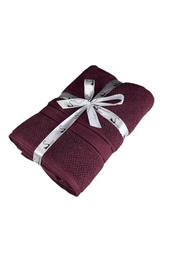 Image of SENSES By Riba Cotton Towels for Bath 550 GSM - Burgundy, 1 Pc | Super Soft, Large Size, Absorbent, Lightweight, Antimicrobial, Low Linting