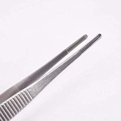 Utoolmart ピンセット 先平 丸頭 ステンレスピンセット ステンレス製 ピンセット 2個入り 全長180mm 表面処理研磨 セット精密 極細 高精度 非磁性 まつげエクステ ネイル 手芸 毛抜き 脱毛用 ツイーザー 防腐 防錆 防磁 耐酸 高耐久