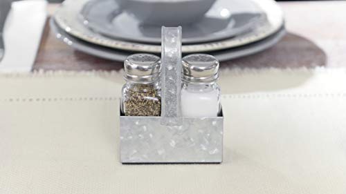 Farmhouse Salt And Pepper Shaker Set With Premium Padded Caddy, Galvanized Metal And Glass - Rustic Vintage Restaurant And Kitchen Table Decor By Walford Home #TOP4