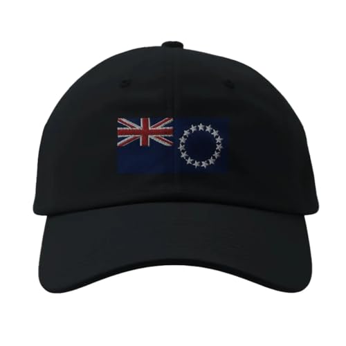 Casquette drapeau des îles Cook noir en coton réglable pour homme et femme