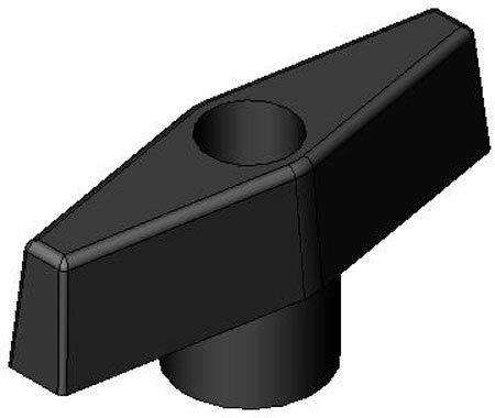 2 1/2 dia., 1/4-20 thds., Aluminum and Plastic T-Handles Black Polypropylene Textured Finish-Thru Hole (1 Each)
