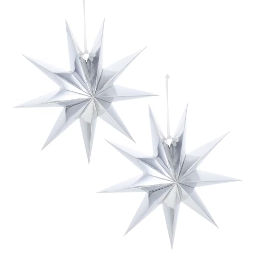 Paper Star Lights 2pcs Lampshade Star Decor 9 Pointed s Origami Lamp Covers Silver Wedding Paper 3d Paper Star Lantern