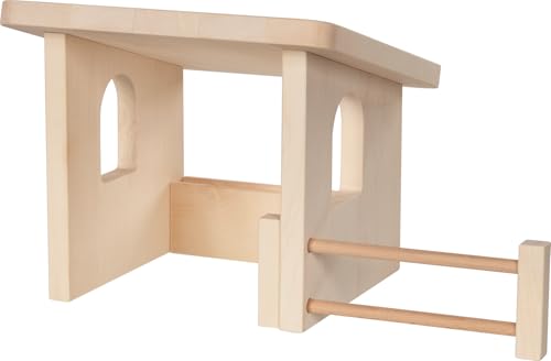 HOLZTIGER 80616 - Unterstand aus Holz, handgearbeitetes Holzspielzeug aus Ahorn, inkl. Gatter und Futterstelle, Farben auf Wasserbasis, fördert Fantasie & Kreativität, Made IN Europe, ab 3 Jahre