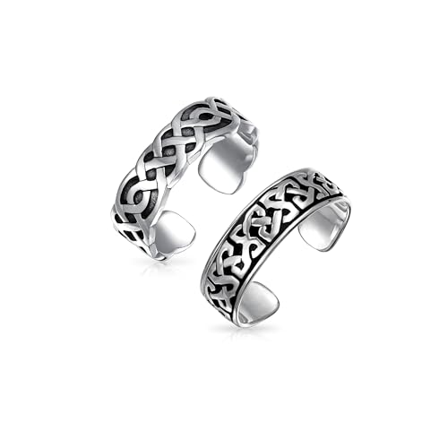 Anillos de plata celtas ajustables con diseño triquetra oxidada .925