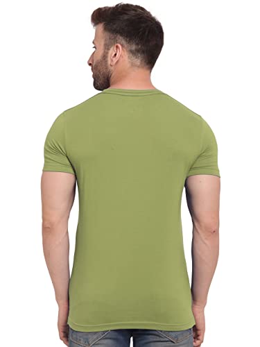 BULLMER Mens Regular Fit Printed Round Neck Cotton Tshirt Pack of 3 - Green/Coral