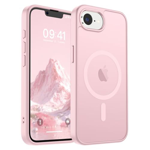 Image of SUPFINE Magnetic for iPhone 17e Case /iPhone 16e Case (Compatible with MagSafe) (Military Grade Drop Protection) Translucent Matte Shockproof Phone Cover,Light Pink
