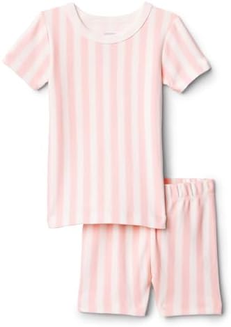 Amazon Essentials x Sofia Grainge Baby Girls' Mummy and Me Short Sleeve Pyjama Set, Pale Pink Bold Stripe, 18 Months