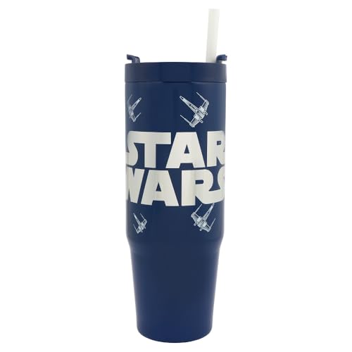 Star Wars Lucas - Bicchiere termico da 900 ml con cannuccia e coperchio, prodotto ufficiale di Polar Gear Vehicles, tazza da viaggio a doppia parete in acciaio inox