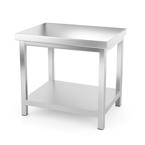 Générique Table INOX Centrale Professionnelle 80 x 60 cm - avec Étagère - Plan de Travail Cuisine