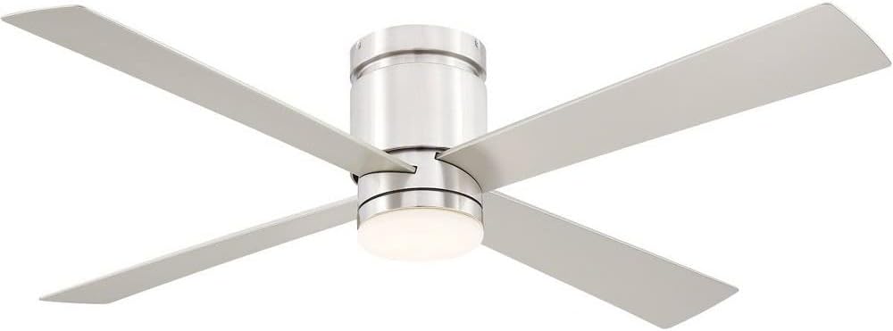 Fanimation Kwartet 4 Blade Ceiling Fan 52 Inches Wide with Brushed Nickel Finish and Brushed Nickel Blades