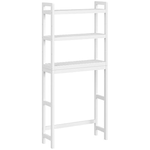 SONGMICS Bamboo Bathroom Organiser with Adjustable Shelves Cover