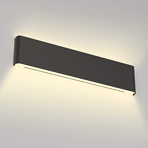 Aipsun 20W/24in Rectangular LED Black Modern Wall Sconce Horizontal Up and Down Wall Mount Light for Indoor Vanity Bar Light Bedroom Living Room Bathroom Home Lighting Fixtures (Warm White 3000K) by Aipsun - Used condition - US$38.94