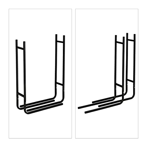 Relaxdays Kaminholzregal, Metall, außen & innen, für Brennholz, moderne Holzstapelhilfe, HxBxT: 91x123x19, 5 cm, schwarz-6