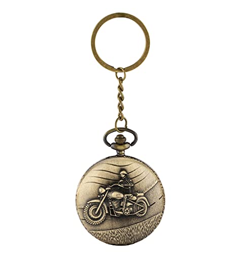 Image of AUGEN Premium Pocket Watch Metal Keychain Motercycle Retro Vintage for Gifting With Key Ring Anti-Rust (Pack Of 1)
