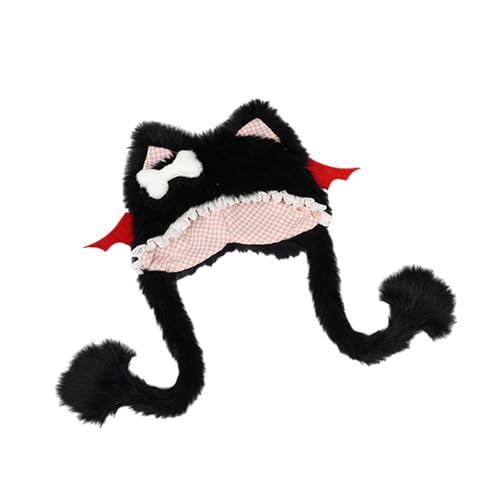 Bonnet blanc chaud pour chaton style dessin animé avec oreilles