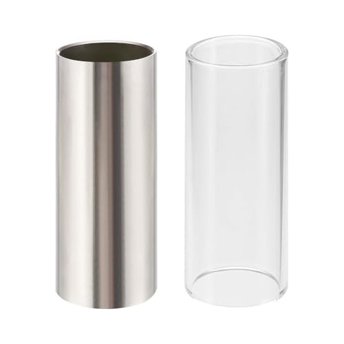Namvo 2PCS Guitar Slide Stainless Steel and Glass Slide Tone Guide for Electric Guitar Bass Acoustic Guitar Stringed Instruments Medium -60mm - Image 3