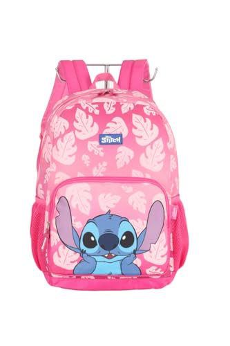 Mochila Costas Escolar p/Laptop Stitch Licenciada - Rosa