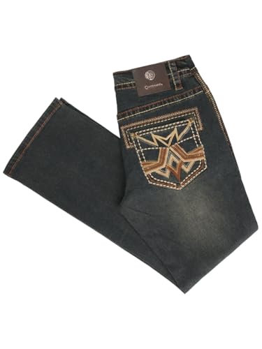 Centenario Men's Tinted Brown Denim with Embroidered Details