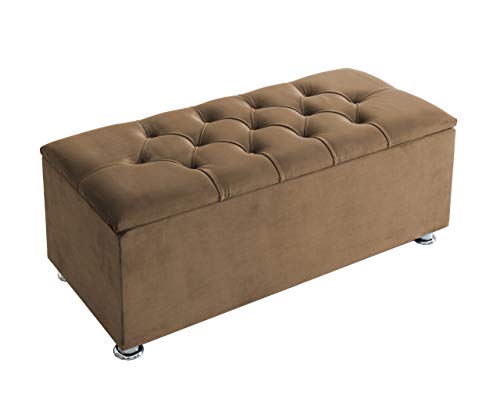 H-Cube Furniture Chesterfield Polsterhocker mit Stauraum, Plüsch, Samt, groß, coffee, 40" Diamante Cover
