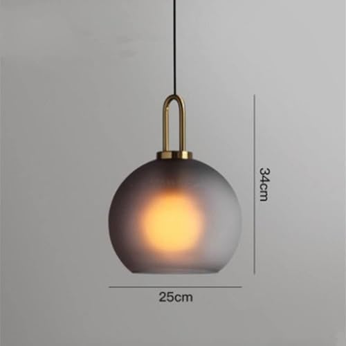 Lámpara de techo colgante E27 en cristal gris para comedor moderno 3