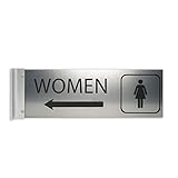 Hallway Projecting Women's Restroom Sign for Business, Left Arrow, 4"h x 12"w, 1/8" Double-Sided Cor